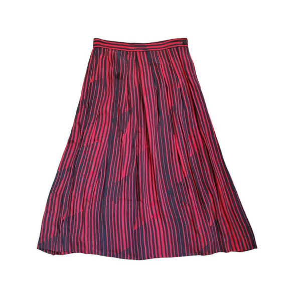 Vintage Abstract Striped Red Black Rayon Midi Skirt JH Collectibles, Size Small - Picture 1 of 11